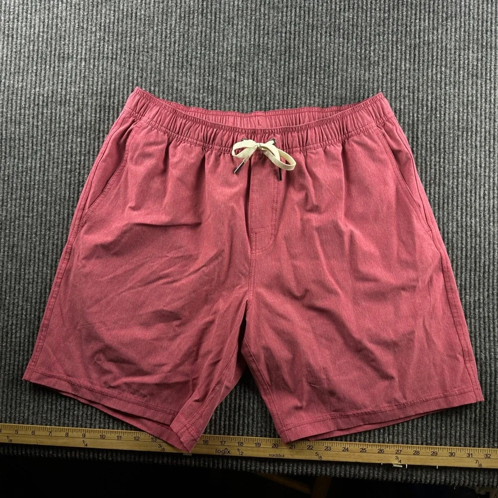 Fair Harbor Mens The Anchor Swim Shorts Red Heathered Recycled Stretch Large 8in